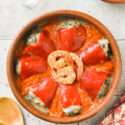 Pimientos del piquillo rellenos de setas y gambas {con y sin gluten}