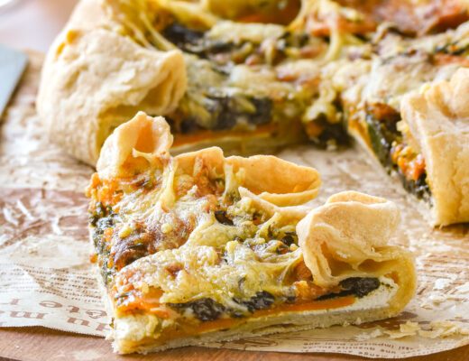 Galette con boniato y espinacas
