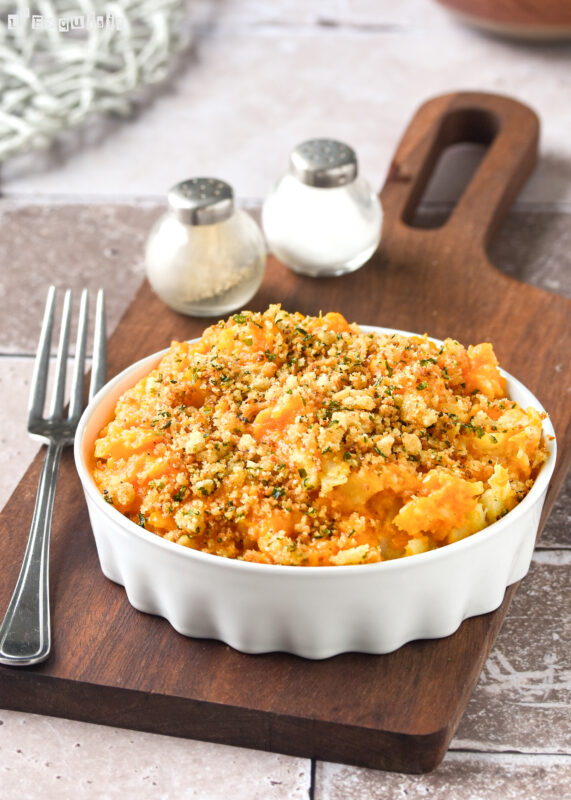 Puré de boniato con queso y pangrattato