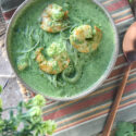 Crema de espinacas con gambas