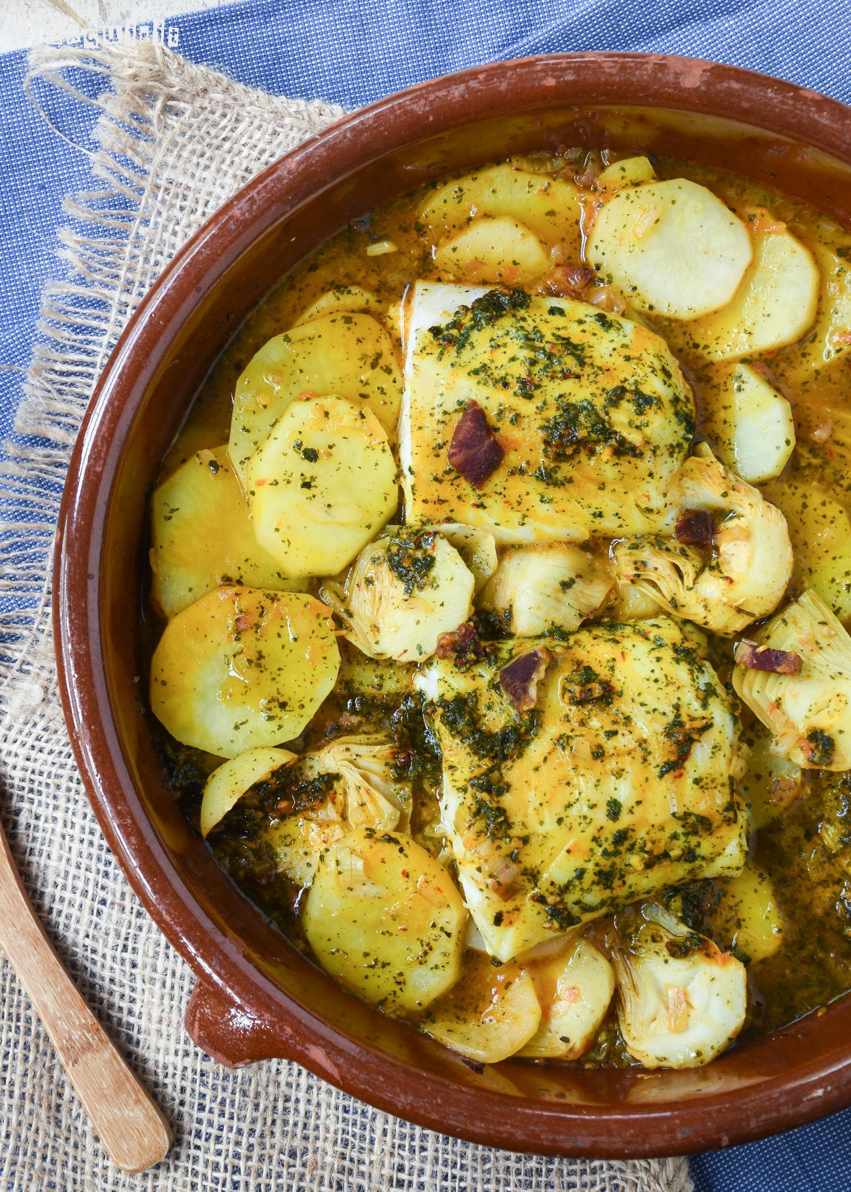 Cazuela de bacalao y verduras