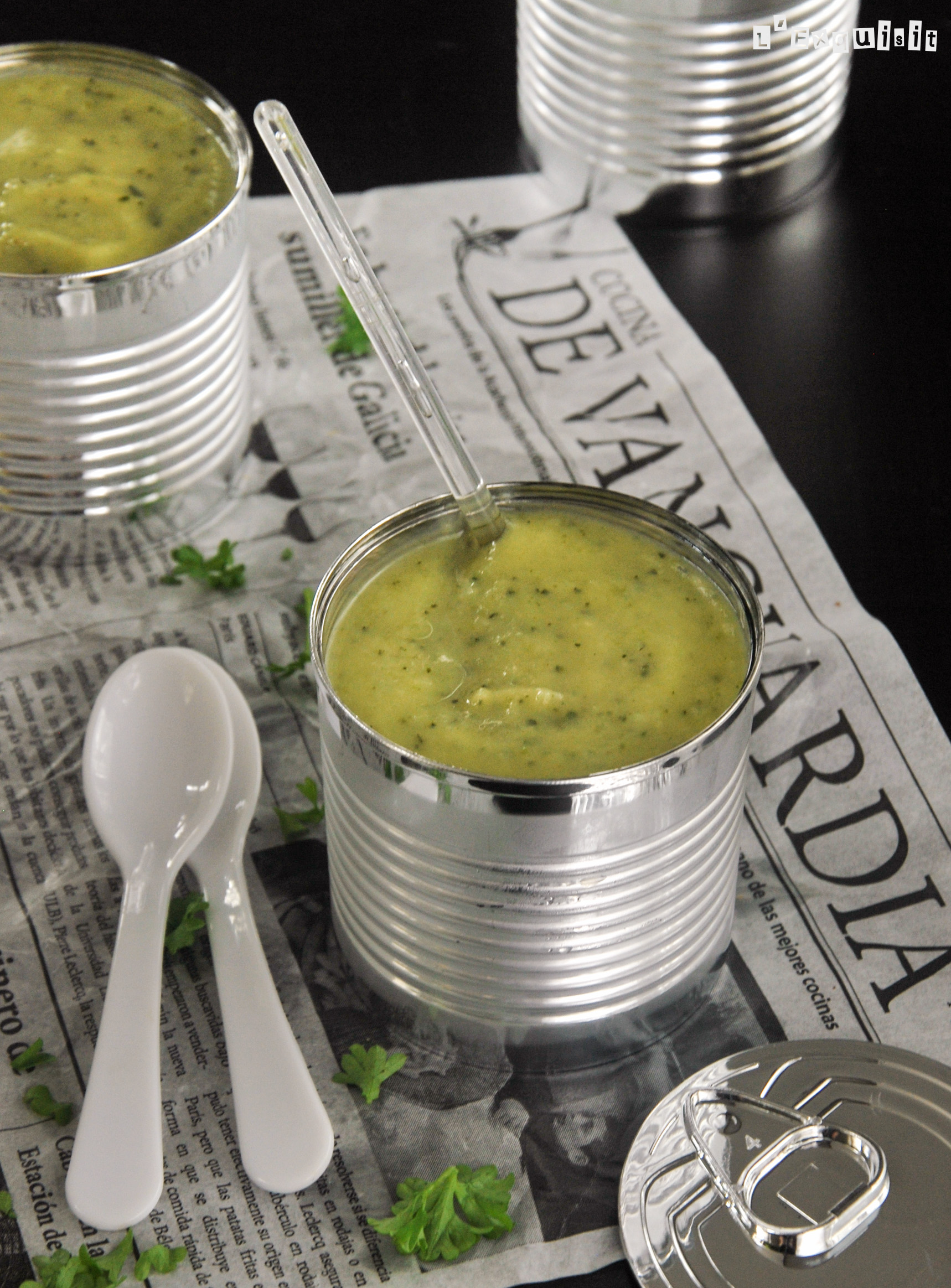 Crema de calabacín, puerros y manzana