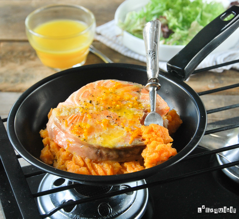 Salmón a la naranja con puré de boniato