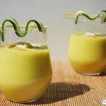 Gazpacho de pepino y mango con mascarpone